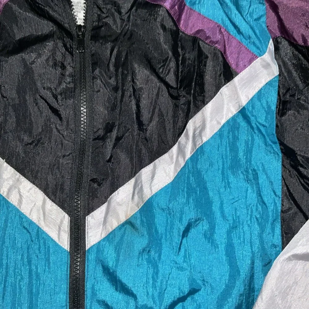 Sunterra Vintage Jacket Youth L Black Teal Purple Ski Outdoors Full Zip Pockets